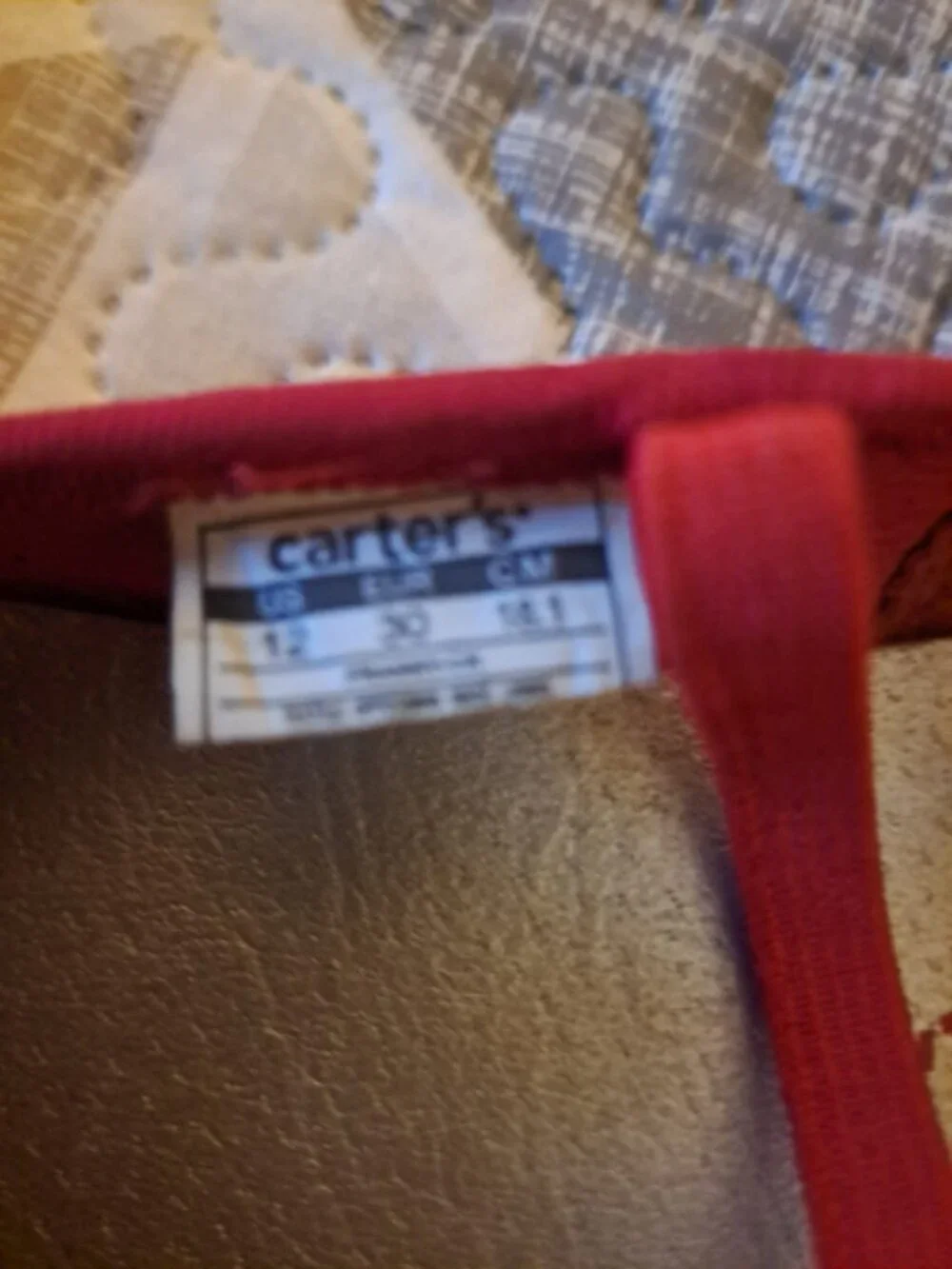 Carter's Red Velvet Slip on Shoe with Bow, Size 12